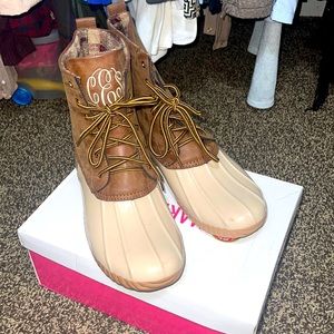 Brown and Cream Marley Lilly Duck Boots